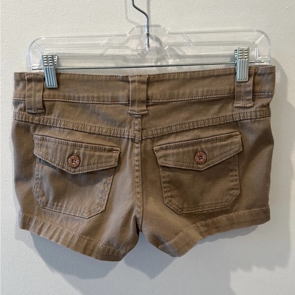 BeBop y2k Chino Short Shorts Stretch in Khaki Brown Size 5 - Picture 2 of 7